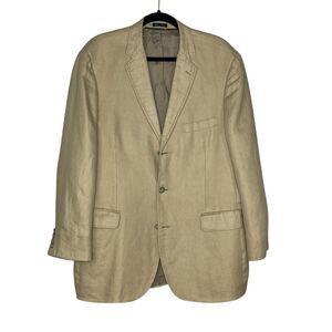 J Crew Men’s 44R Irish Linen Blazer Jacket Sport Coat 3-Button Tan